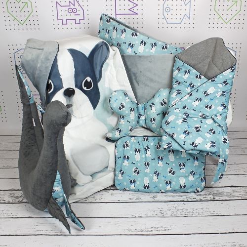  NuvaArt Gray Seal Nursing Pillow, Handmade Breastfeeding Pillow, Support Pillow, Nursery Decor Playmate, France Bulldog Blue Grey