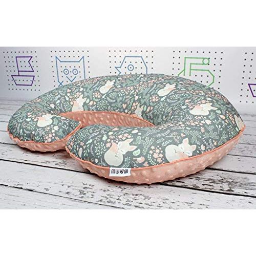  NuvaArt Nursing Pillow Sleeping Fox Pink, Breastfeeding Pillow, Baby Support Pillow, Big Pillow + Cover With Zipper | Nuva