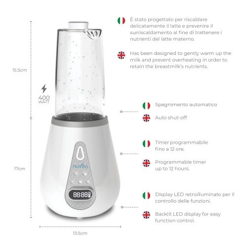  Nuvita 1170 Digitaler 4 in 1 Flaschenwarmer Babykostwarmer mit Sterilisator | Flaschchenwarmer fuer Babynahrung&Muttermilch | Baby Bottle Erwarmer mit Timer | Schonend Auftauen | EU