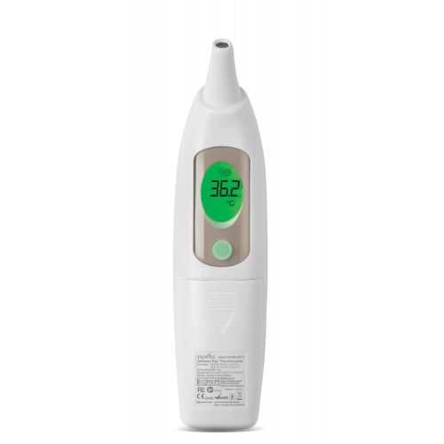  Nuvita 2071 Digitales Ohrthermometer | Baby Thermometer | Alarmfunktion&visueller Fieber Alarm | Schnelle, Genaue&Leichte Messung | Praktische Halterung | Beleuchtete Tasten | BPA