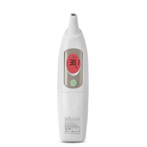  Nuvita 2071 Digitales Ohrthermometer | Baby Thermometer | Alarmfunktion&visueller Fieber Alarm | Schnelle, Genaue&Leichte Messung | Praktische Halterung | Beleuchtete Tasten | BPA