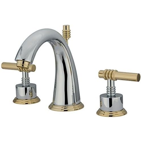  Nuvo ES2964ML Elements of Design Milano 8 to 16 2-Handle Widespread Lavatory Faucet with Brass Pop-Up, 5-1/2, Polished Chrome/Polished Brass