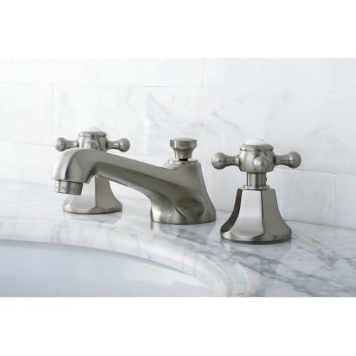  Nuvo Elements of Design ES4468BX New York 2-Handle 8 to 16 Widespread Lavatory Faucet with Brass Pop-up, 5- 1/2, Brushed Nickel