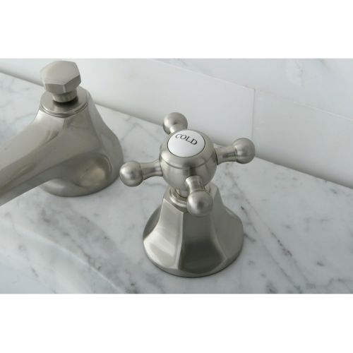  Nuvo Elements of Design ES4468BX New York 2-Handle 8 to 16 Widespread Lavatory Faucet with Brass Pop-up, 5- 1/2, Brushed Nickel