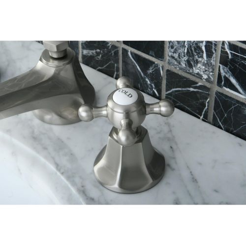  Nuvo Elements of Design ES4468BX New York 2-Handle 8 to 16 Widespread Lavatory Faucet with Brass Pop-up, 5- 1/2, Brushed Nickel