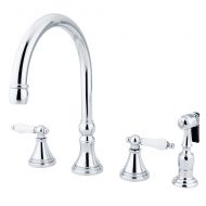 Nuvo Elements of Design ES2791PLBS Governor 8 to 16 Widespread Kitchen Faucet with Brass Sprayer, 8-1/4, Polished Chrome