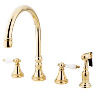 Nuvo Elements of Design ES2792PLBS Governor 8 to 16 Widespread Kitchen Faucet with Brass Sprayer, 8-1/4, Polished Brass