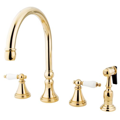  Nuvo Elements of Design ES2792PLBS Governor 8 to 16 Widespread Kitchen Faucet with Brass Sprayer, 8-1/4, Polished Brass