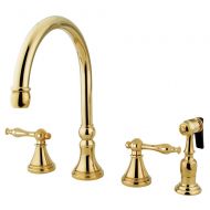 Nuvo ES2792NLBS Elements of Design Naples 8 to 16 Widespread Kitchen Faucet with Brass Sprayer, 8-1/4, Polished Brass