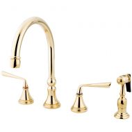 Nuvo Elements of Design ES2792ZLBS Copenhagen 8 to 16 Widespread Kitchen Faucet with Brass Sprayer, 8-1/4, Polished Brass