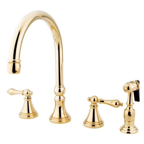  Nuvo Elements of Design ES2792ALBS Governor 8 to 16 Widespread Kitchen Faucet with Brass Sprayer, 8-1/4, Polished Brass