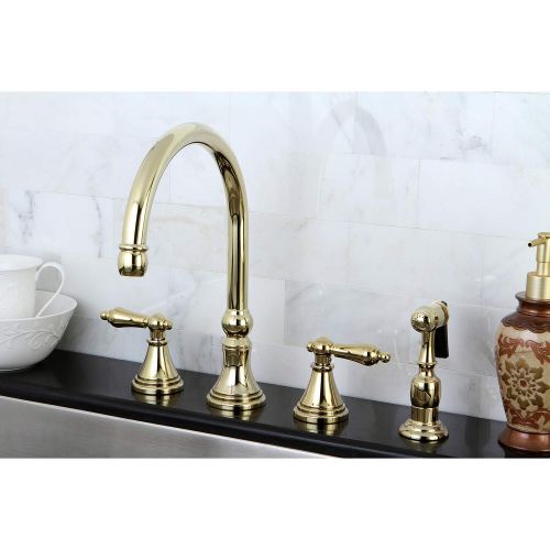  Nuvo Elements of Design ES2792ALBS Governor 8 to 16 Widespread Kitchen Faucet with Brass Sprayer, 8-1/4, Polished Brass