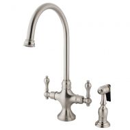 Nuvo Elements of Design ES1768ALBS Vintage 2-Handle Kitchen Faucet with Brass Sprayer, 7-7/8, Satin Nickel