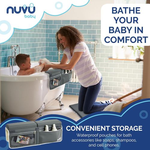  [아마존베스트]Nuvu Baby Cushion Bath Kneeler and Padded Elbow Rest  1 Thick Supportive Foam, Non Skid Knee Pad, Waterproof, Hanging Loop, Storage Pockets, Suction Cup Grips - Shower Door Track Cover - by