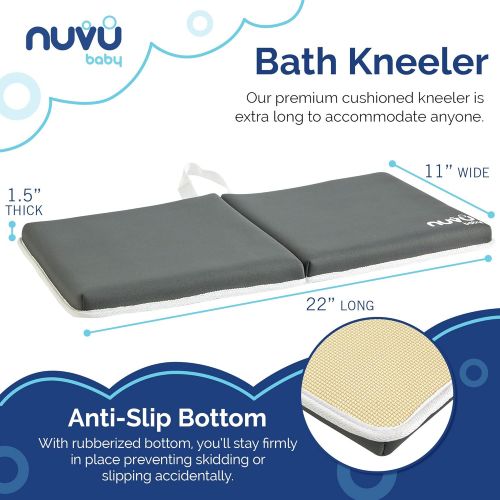  [아마존베스트]Nuvu Baby Cushion Bath Kneeler and Padded Elbow Rest  1 Thick Supportive Foam, Non Skid Knee Pad, Waterproof, Hanging Loop, Storage Pockets, Suction Cup Grips - Shower Door Track Cover - by