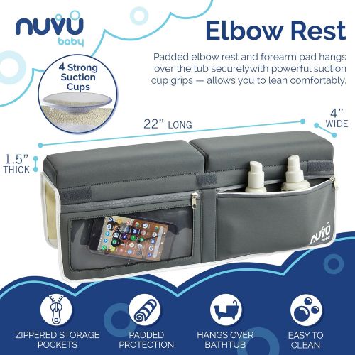  [아마존베스트]Nuvu Baby Cushion Bath Kneeler and Padded Elbow Rest  1 Thick Supportive Foam, Non Skid Knee Pad, Waterproof, Hanging Loop, Storage Pockets, Suction Cup Grips - Shower Door Track Cover - by