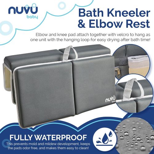  [아마존베스트]Nuvu Baby Cushion Bath Kneeler and Padded Elbow Rest  1 Thick Supportive Foam, Non Skid Knee Pad, Waterproof, Hanging Loop, Storage Pockets, Suction Cup Grips - Shower Door Track Cover - by