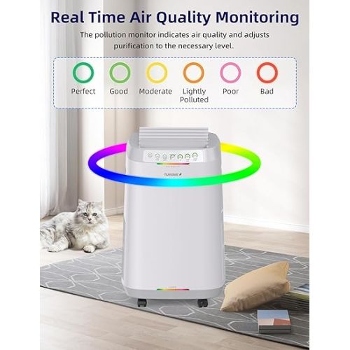  Nuwave OxyPure ZERO Smart Air Purifiers, ZERO Waste & ZERO Filter Replacements, Covers Up to 2002 Sq.Ft. for Home Large Room Bedroom, 30°, 60°, 90° Vents, 6 Fan Speeds, Sleep Mode, Timer, white