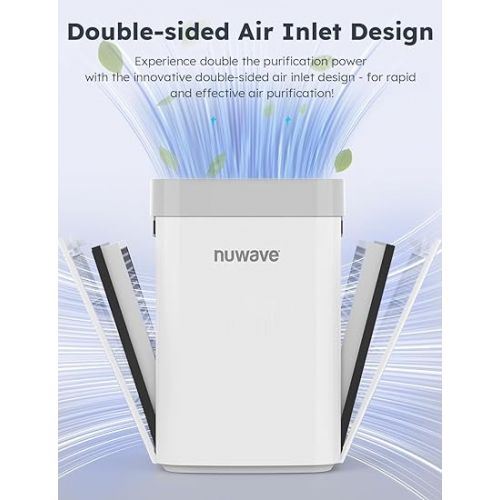  Nuwave Air Purifiers for Home Bedroom up to 1361 Sq Ft, Portable Air Purifier with Air Quality Sensor, H13 True HEPA & Carbon Filter Captures Pet Hair Dust Smoke,18dB, Packaging and Model May Vary