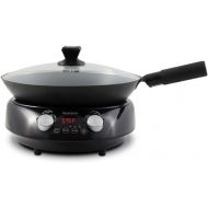 Nuwave Mosaic Induction Wok, Precise Temp Controls from 100°F to 575°F in 5°F, Wok Hei, Infuse Complex Charred Aroma & Flavor, 3 Watts 600, 900 & 1500, Authentic 14-inch Carbon Steel Wok Included