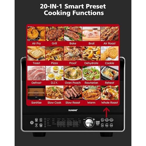  Nuwave TODD ENGLISH iQ360 Digital Smart Oven, 20-in-1 Convection Infrared Grill Griddle Combo, 34-Qt Mega Capacity, 1800 Watts, Adjustable Triple Surround Heat Zones, Smart Thermometer, WIFI Enabled