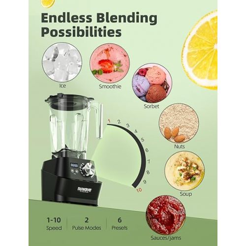  Nuwave Infinity Commercial Blender, Heavy-Duty Smoothie Blender w/ 2.5HP Copper Motor & Laser-Cut Blades, Last 100 Years, Quick Ice Crushing, 64oz Tritan Jar, NSF Certified, 10 Speeds, Self-Cleaning