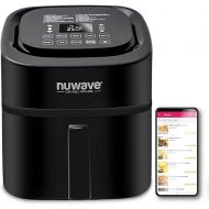 NUWAVE Brio 8-Qt Air Fryer, Powerful 1800W, Easy-to-Read Cool White Display, 50°-400°F Temp Controls, 100 Pre-Programmed Presets & 50 Memory Slots, Integrated Smart Thermometer, Linear T Technology
