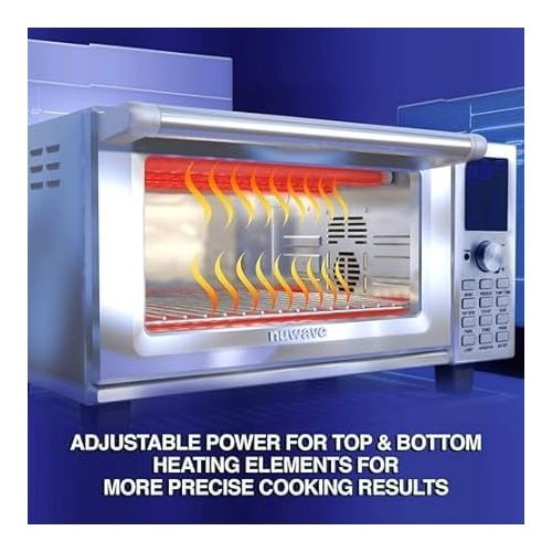  Nuwave Bravo Air Fryer Toaster Smart Oven, 12-in-1 Countertop Convection, 30-QT XL Capacity, 50°-500°F Temperature Controls, Top and Bottom Heater Adjustments 0%-100%, Brushed Stainless Steel Look