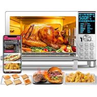 Nuwave Bravo XL Air Fryer Toaster Smart Oven, 12-in-1 Countertop Grill/Griddle Combo, 30-Qt XL Capacity, 50F-500F adjustable in precise 5F increments, Integrated Smart Thermometer, Linear T Technology