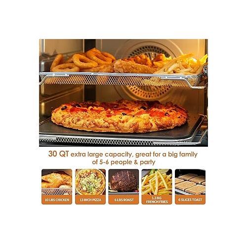  Nuwave Bravo XL Air Fryer Toaster Smart Oven, 12-in-1 Countertop Grill/Griddle Combo, 30-Qt XL Capacity, 50F-500F adjustable in precise 5F increments, Integrated Smart Thermometer, Linear T Technology