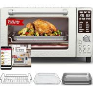 Nuwave Bravo 12-in-1 Air Fryer Toaster Oven Combo, Airfryer Convection Oven Countertop, 1800 Watts, 21-Qt Capacity, 50°-450°F Temp Controls, 65 Recipes & 4 Accessories, Silver- Stainless Steel