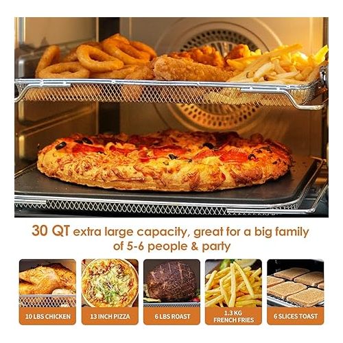  NUWAVE Bravo XL Air Fryer Convection Toaster Oven Countertop, 112-in-1 Smart Grill Combo with Original Flavors & Marks, Adjustable Heating Zones for Pizza, Roast, Bake, 50-500°F, Stainless Steel, 30QT