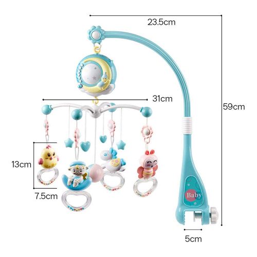  Nuxn Baby Musical Mobile Crib with Remote Control Musical Cot Mobile Toy with Music and Lights Projector & Hanging Rotating Toys Projection Mobile for Crib