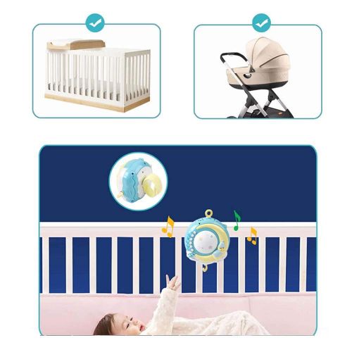  Nuxn Baby Musical Mobile Crib with Remote Control Musical Cot Mobile Toy with Music and Lights Projector & Hanging Rotating Toys Projection Mobile for Crib
