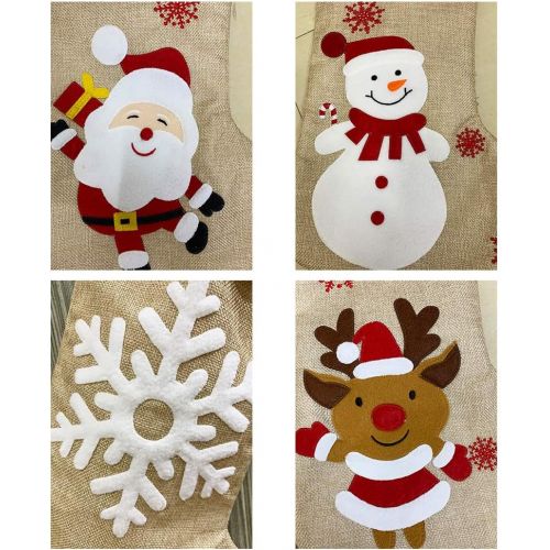  Nuxn 19inch Extra Large Burlap Christmas Stockings 4pcs Big Size Classic Christmas Stocking Santa Snowman Reindeer Xmas Character Fireplace Hanging Stockings Gift Card Bags Holders