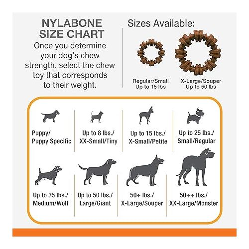  Nylabone Power Chew Textured Dog Chew Ring Toy, Dog Toys for Aggressive Chewers, Flavor Medley, X-Large/Souper (1 Count)