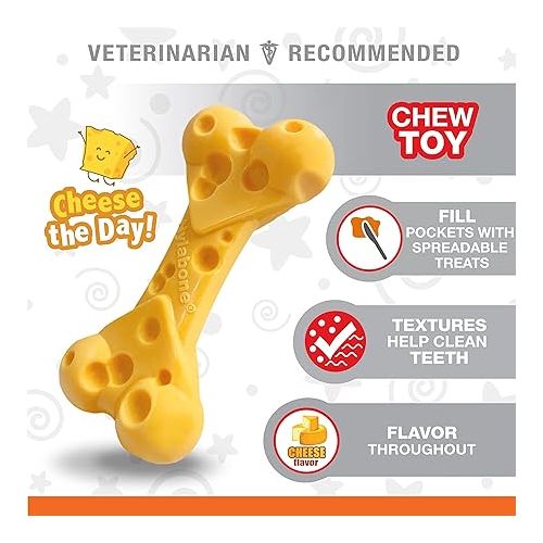  Nylabone Cheese Dog Toy - Power Chew Dog Toy for Aggressive Chewers - Medium/Wolf (1 Count)