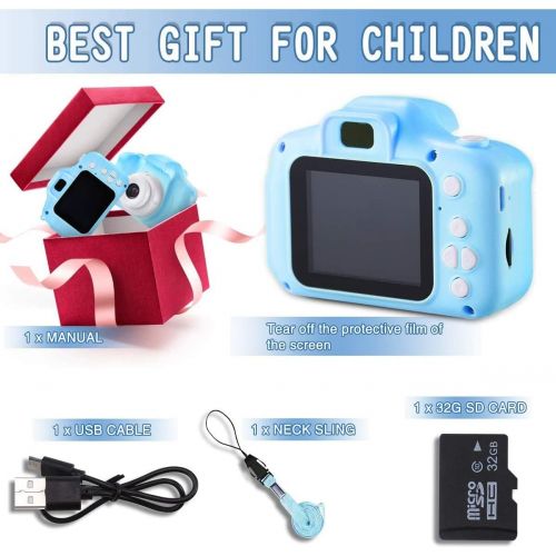  [아마존베스트]Nynicorny Kids Camera, Children Digital Rechargeable Cameras Toddler Educational Toys, Mini Children Video Record Camera with 1080P HD 2 Inch Screen & 32GB SD Card for Birthday (Bl