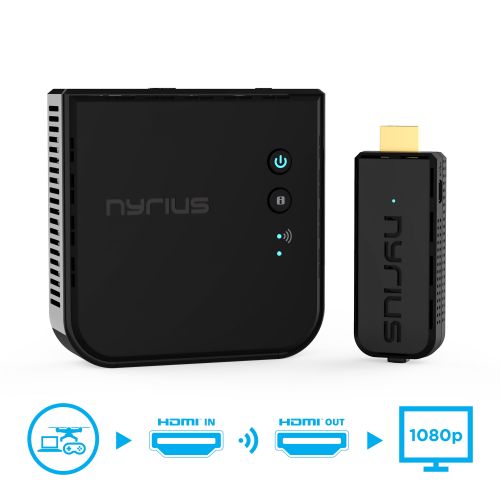  Nyrius ARIES Prime Wireless Video HDMI Transmitter & Receiver for Streaming HD 1080p 3D Video & Digital Audio from Laptop, PC, Cable, Netflix, YouTube, PS4, Xbox One to HDTVProjec