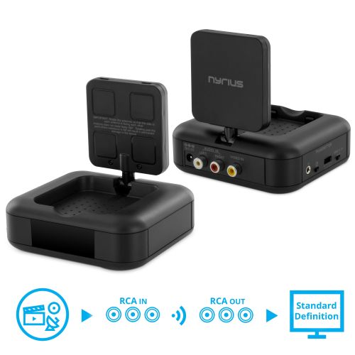  Nyrius 5.8GHz 4 Channel Wireless Video Sender Transmitter & Receiver with Remote Extender for Wirelessly Streaming to TV