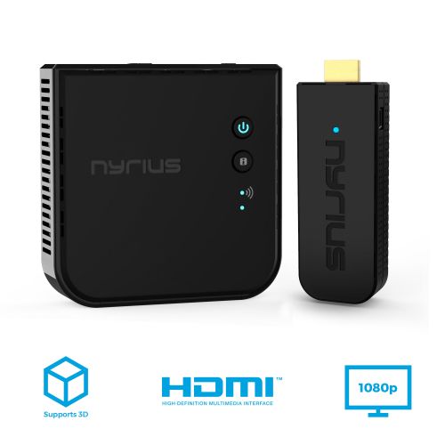  Nyrius ARIES Pro Wireless HDMI Transmitter & Receiver to Stream HD 1080p 3D Video From Laptop, PC, Cable, Netflix, YouTube, PS4, Xbox One, Drones, Pro Camera, to HDTVProjector & B