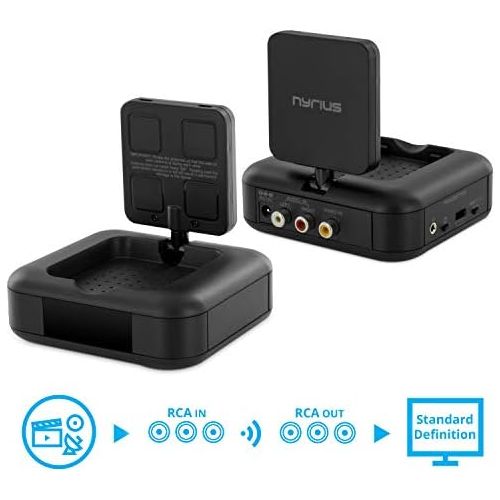  [아마존베스트]Nyrius 5.8GHz 4 Channel Wireless Video & Audio Sender Transmitter & Receiver with IR Remote Extender for Streaming Cable, Satellite, DVD to TV Wirelessly (NY-GS10)