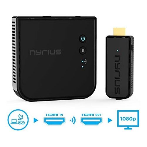  [아마존베스트]Nyrius Aries Prime Wireless Video HDMI Transmitter & Receiver for Streaming HD 1080p 3D Video & Digital Audio from Laptop, PC, Cable, Netflix, YouTube, PS4, Xbox One to HDTV/Projec