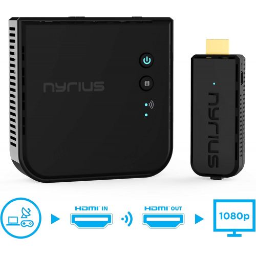  [아마존베스트]Nyrius Aries Prime Wireless Video HDMI Transmitter & Receiver for Streaming HD 1080p 3D Video & Digital Audio from Laptop, PC, Cable, Netflix, YouTube, PS4, Xbox One to HDTV/Projec