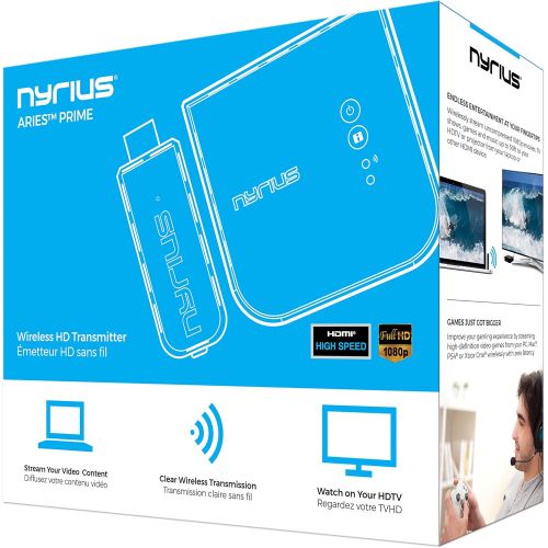  [아마존베스트]Nyrius Aries Prime Wireless Video HDMI Transmitter & Receiver for Streaming HD 1080p 3D Video & Digital Audio from Laptop, PC, Cable, Netflix, YouTube, PS4, Xbox One to HDTV/Projec