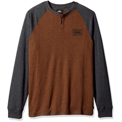  O%27NEILL ONEILL Mens Long Sleeve Logo Henley Shirt, Arcata Toffee, XL