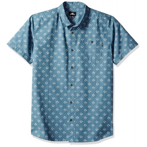  O%27NEILL ONEILL Mens Standard Fit Short Sleeve Woven Button Down Mini Print Shirt