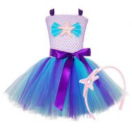 O'COCOLOUR Mermaid Princess Tutu Dress Girls Mermaid Cosplay Dress Up for Birthday Carnival Prom Party 2-8Y