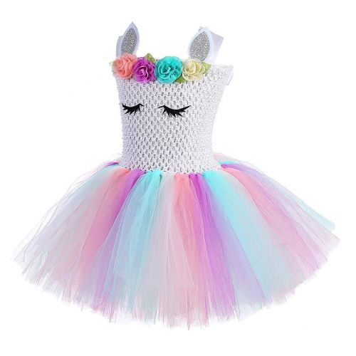  Girls Birthday Party Tutu Outfits Fluffy Unicorn Cosplay Dress Up Costume Dress