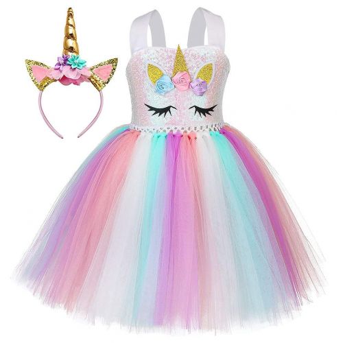  O Princess Unicorn Dress Costume Girls Birthday Party Role Play Size 1-12Y